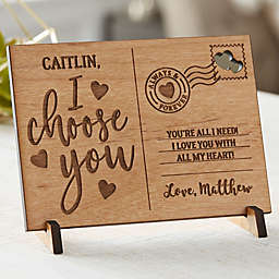 I Choose You Personalized Wood Postcard in Natural