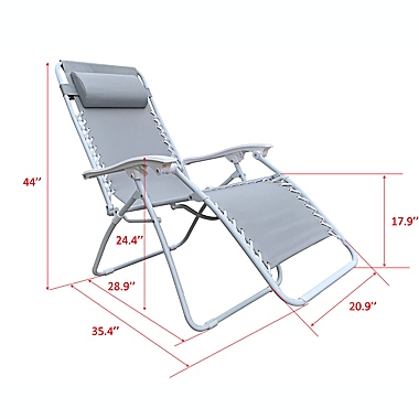 Simply Essential&trade; Outdoor Folding Zero Gravity Lounger Chair in Grey/White. View a larger version of this product image.