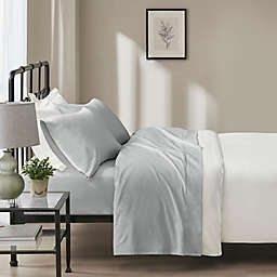 Beautyrest® Oversized Flannel Cotton Queen Sheet Set in Grey Solid (Set of 4)