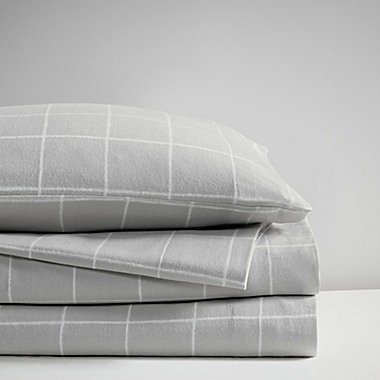 Beautyrest&reg; Oversized Flannel Cotton California King Sheet Set in Grey Windowpane (Set of 4). View a larger version of this product image.