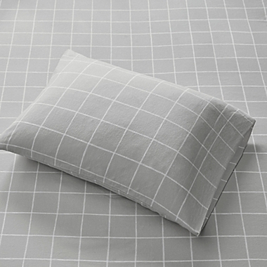Beautyrest&reg; Oversized Flannel Cotton California King Sheet Set in Grey Windowpane (Set of 4). View a larger version of this product image.