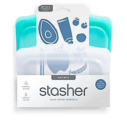 Stasher 2-Piece Sandwich Bag and Snack Bag Set in Aqua/Clear