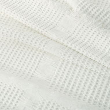Bee &amp; Willow&trade; Washed Waffle Cotton Full/Queen Blanket in White. View a larger version of this product image.