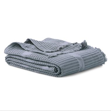 Bee &amp; Willow&trade; Washed Waffle Cotton Full/Queen Blanket in Grey. View a larger version of this product image.