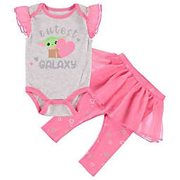 Star Wars® Size 3-6M 2-Piece Baby Yoda Bodysuit and Tutu Legging Set in Pink