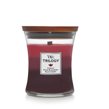 WoodWick&reg; Sun Ripened Berries Trilogy 9.7 oz. Medium Hourglass Candle. View a larger version of this product image.