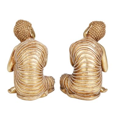 Ridge Road Decor 2-Piece Traditional Buddha Sculpture Set in Gold. View a larger version of this product image.