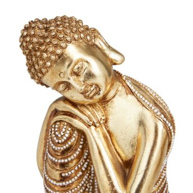 Ridge Road Decor 2-Piece Traditional Buddha Sculpture Set in Gold. View a larger version of this product image.