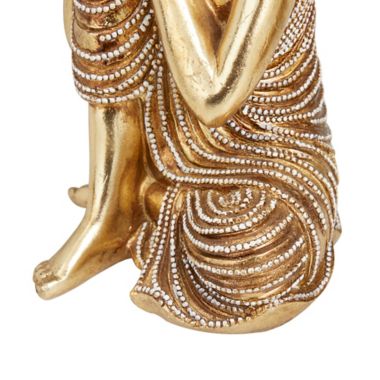 Ridge Road Decor 2-Piece Traditional Buddha Sculpture Set in Gold. View a larger version of this product image.