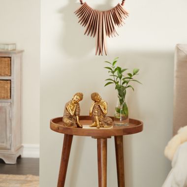 Ridge Road Decor 2-Piece Traditional Buddha Sculpture Set in Gold. View a larger version of this product image.