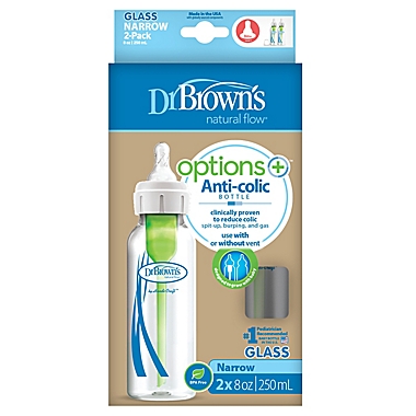 Dr. Brown&#39;s&reg; Natural Flow&reg; Options+ 2-pack 8 oz. Glass Baby Bottle. View a larger version of this product image.