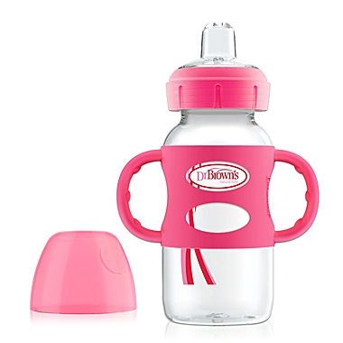 Dr. Brown&#39;s&reg; 9 fl. oz. Wide-Neck Sippy Spout Bottle with Handles in Pink. View a larger version of this product image.