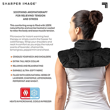 Sharper Image&reg; Hot and Cold Herbal Aromatherapy Neck and Shoulder Wrap in Black. View a larger version of this product image.