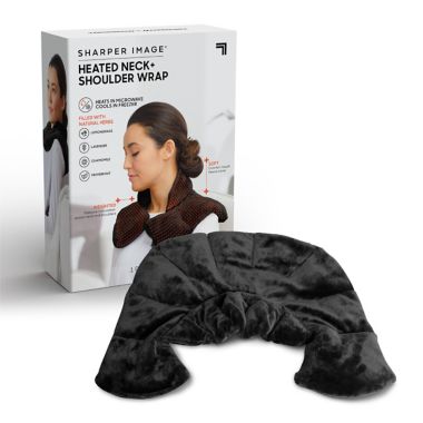 Sharper Image&reg; Hot and Cold Herbal Aromatherapy Neck and Shoulder Wrap in Black. View a larger version of this product image.