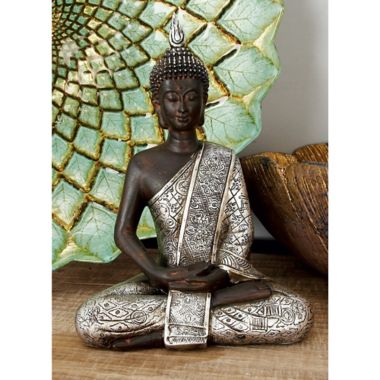 Ridge Road Decor Polystone Buddha Sculpture in Black. View a larger version of this product image.