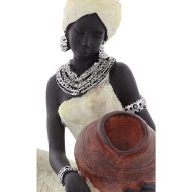 Ridge Road Decor Polystone Woman Sculpture in Ebony/Ivory. View a larger version of this product image.