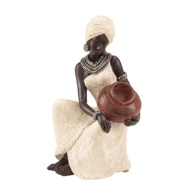 Ridge Road Decor Polystone Woman Sculpture in Ebony/Ivory. View a larger version of this product image.