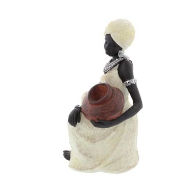 Ridge Road Decor Polystone Woman Sculpture in Ebony/Ivory. View a larger version of this product image.