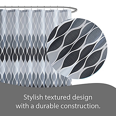 Creative Home Ideas 70-Inch x 72-Inch Clarisse Shower Curtain and Hook Set in Black/Grey. View a larger version of this product image.