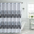 Alternate image 0 for Creative Home Ideas 70-Inch x 72-Inch Clarisse Shower Curtain and Hook Set in Black/Grey