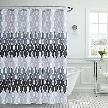 Creative Home Ideas 70-Inch x 72-Inch Clarisse Shower Curtain and Hook Set in Black/Grey. View a larger version of this product image.