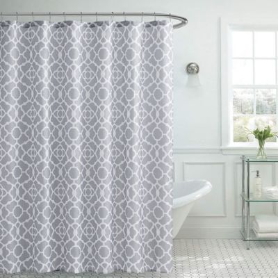 SHOWER CURTAIN MATCHING COVERED FABRIC HOOKS BATHROOM SET 13PC STRIPED SAGE 