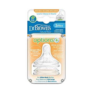 Dr. Brown&#39;s Natural Flow&reg; Level 2 Wide-Neck Silicone Bottle Nipples (2-Pack). View a larger version of this product image.