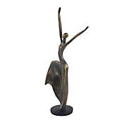 Ridge Road D&eacute;cor Polystone Dancing Woman Sculpture in Brass