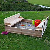 Be Mindful Extra Large Wood Sandbox with Cover in Natural