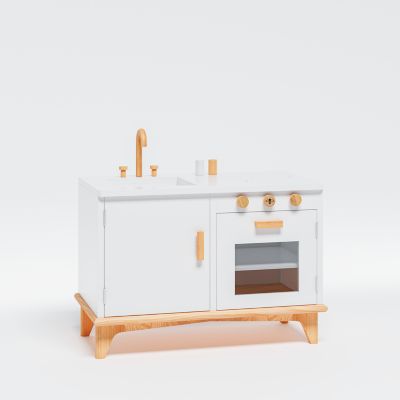 Be Mindful Wooden Play Kitchen in White/Natural