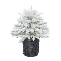 Bee & Willow™ Flocked Artificial Porch Bush in White/Black