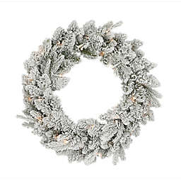 Bee & Willow™ 24-Inch Flocked Pre-Lit LED Christmas Wreath in White