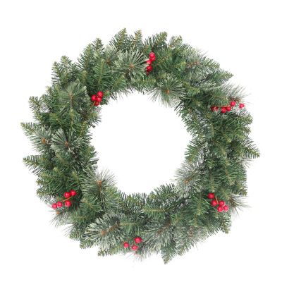 H for Happy&trade; 24-Inch Faux Pine Christmas Wreath in Green/Red