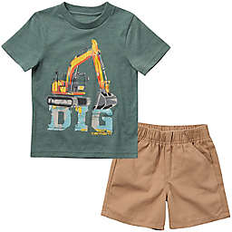 Carhartt® 2-Piece Dig Short Sleeve T-Shirt and Short Set in Teal/Tan
