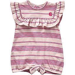 Carhartt® Size 6M Stripe Ruffled Romper in Pink