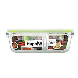 HappiWare® 4-Cup Divided Steam Vent Glass Food Storage Container with Lid