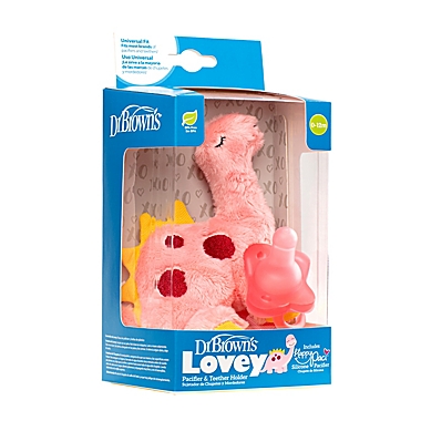 Dr. Brown&#39;s&reg; Dinosaur Lovey Pacifier &amp; Teether Holder in Pink. View a larger version of this product image.
