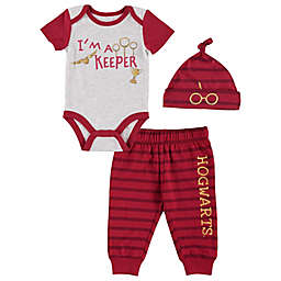 Harry Potter® 3-Piece Bodysuit, Pant, and Cap Set in Red/Multi