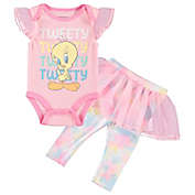 Tweety&reg; Size 0-3M 2-Piece Bodysuit and Tutu Legging Set in Pink/Multi