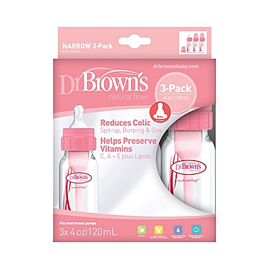 Dr. Brown&#39;s&reg; 3-Pack Natural Flow 4 oz. Bottles in Pink. View a larger version of this product image.