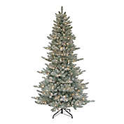 Bee & Willow&trade; 7-Foot Flocked Sage Christmas Tree in Blue with Clear Lights