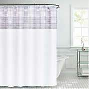 French Connection 72-Inch x 72-Inch Hastings Shower Curtain and Hook Set in White/Navy