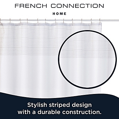 French Connection 72-Inch x 72-Inch Hastings Shower Curtain and Hook Set in White/Grey. View a larger version of this product image.