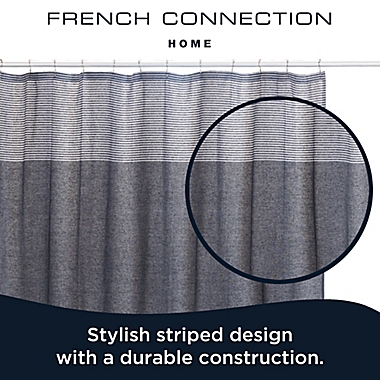 French Connection 72-Inch x 72-Inch Hastings Shower Curtain and Hook Set in Navy. View a larger version of this product image.