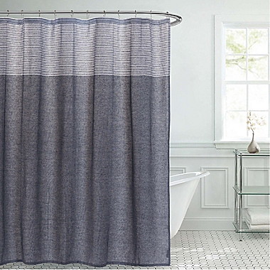 French Connection 72-Inch x 72-Inch Hastings Shower Curtain and Hook Set in Navy. View a larger version of this product image.