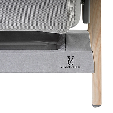 Venice Child&reg; California Dreaming Foldable Bedside Bassinet in Grey/Wood. View a larger version of this product image.