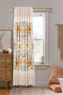 Blooming Peach Flowers Kitchen Curtains Window Drapes 2 Panels Set 55*39 Inches 