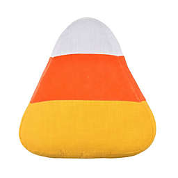 H for Happy Candycorn Shape Novelty Toss Pillow in Orange/Yellow