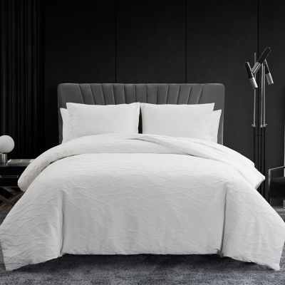 Vera Wang&reg; Abstract Crinkle 3-Piece Reversible Queen Duvet Cover Set in Off White