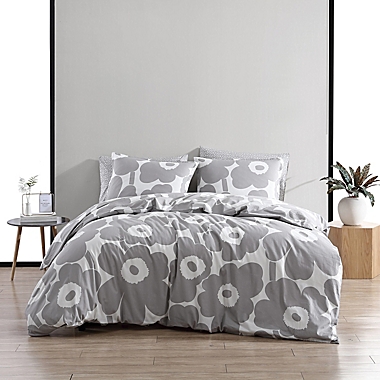 Marimekko&reg; Unikko Reversible Comforter Set in Grey. View a larger version of this product image.